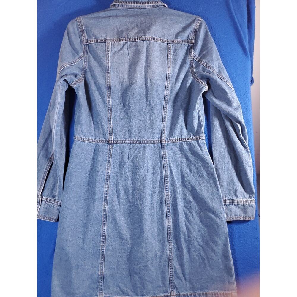 Frye Shirt Dress Women's Small Blue Denim Long Sleeve Button Front Tunic Pockets - Picture 5 of 15